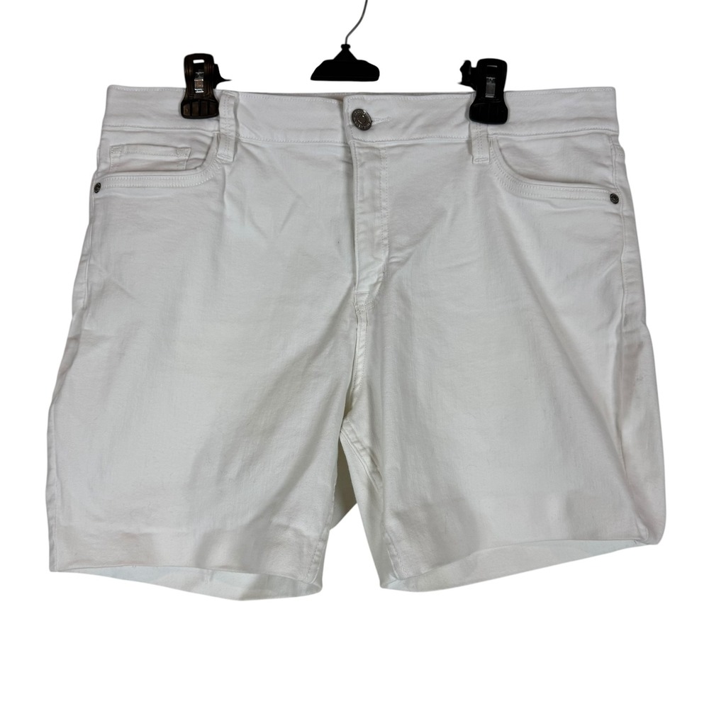 Liz Claiborne Shorts Womens 16 White Denim Skimmer Slim 5 Inseam Stretch Casual